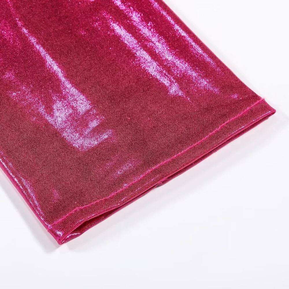 Women's Rose Shiny Elastic Satin Rave Fingerless Long Gloves Party Costume